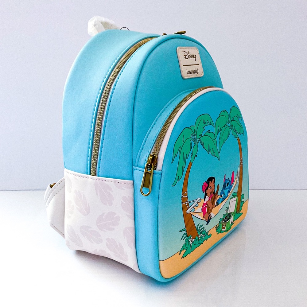 Loungefly Lilo and Stitch Mini Backpack Tropical Palm Trees Hammock Small Bag - Picture 2 of 4